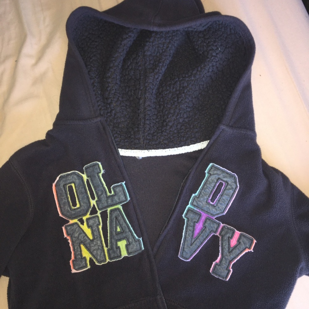 Girls Old Navy Gray Fleece Lined Hoodie Jacket